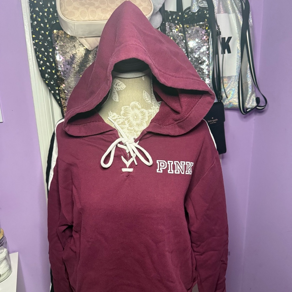PINK Victoria's Secret Women's Burgundy Hoodie